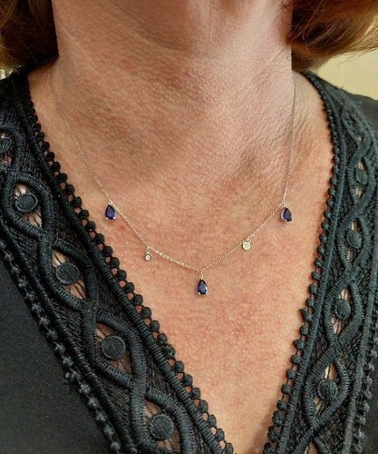 Collier Collier en or blanc, saphir, diamant 58 Facettes 063501