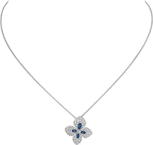 Collier CHAUMET - Collier Hortensia or blanc, diamants, saphirs 58 Facettes 082997