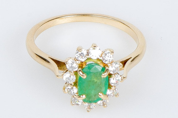 Bague 53 Bague  Marguerite émeraude oxydes de zirconium 58 Facettes BG-EMERV- 104
