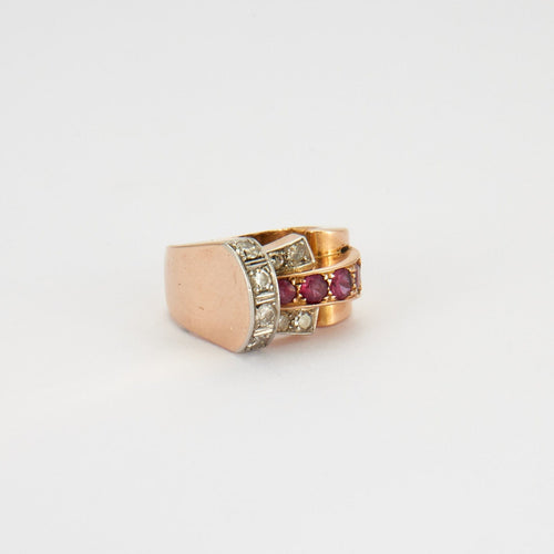 Bague BAGUE TANK DIAMANTS RUBIS 58 Facettes