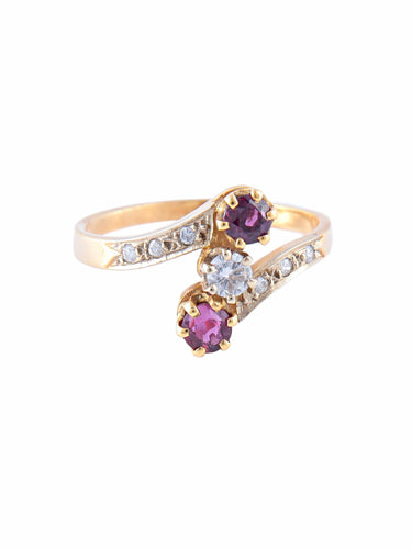 Bague 51 Bague Trilogie Rubis Diamants 58 Facettes