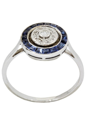 Bague BAGUE ART-DÉCO SAPHIRS ET DIAMANTS 58 Facettes 044631
