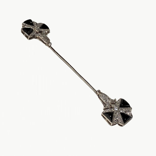 Broche Broche Art Déco, onyx diamants et platine. 58 Facettes CEY31