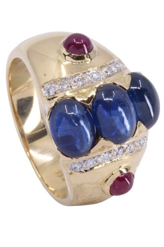 Bague BAGUE SAPHIR RUBIS DIAMANTS 58 Facettes 074351