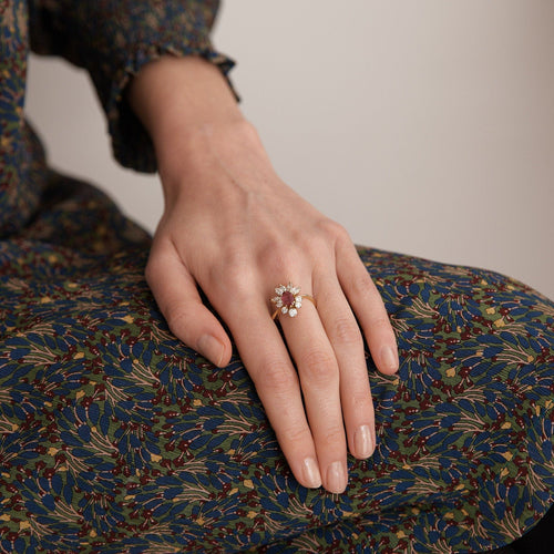 Bague 57 Bague Marguerite Rubis Diamants 58 Facettes 8475