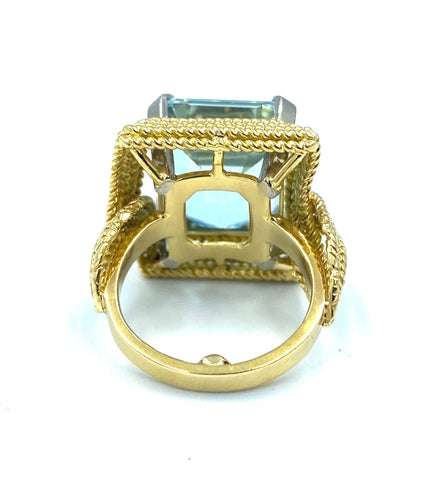 Bague 53 Bague 1950, or jaune 18K et aigue-marine 58 Facettes
