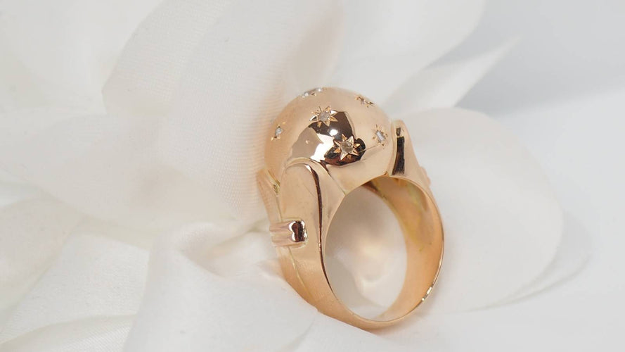 Bague Bague boule en or jaune et diamants 58 Facettes 31355