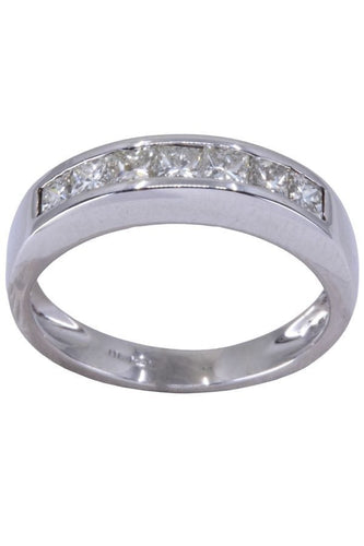 Bague 53 DEMI-ALLIANCE DIAMANTS PRINCESSE 58 Facettes 074031