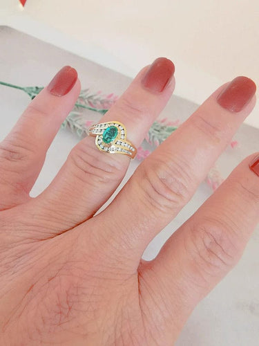 Bague Bague Emeraude Diamants Or jaune 58 Facettes AA 1488