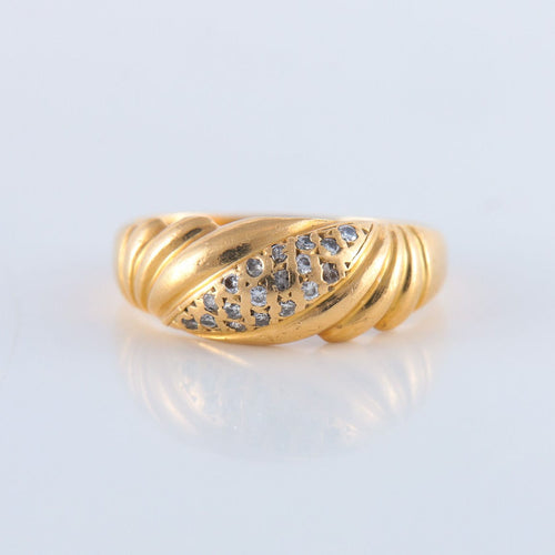 Bague 54 Bague à godrons pavage Diamants 58 Facettes JE139