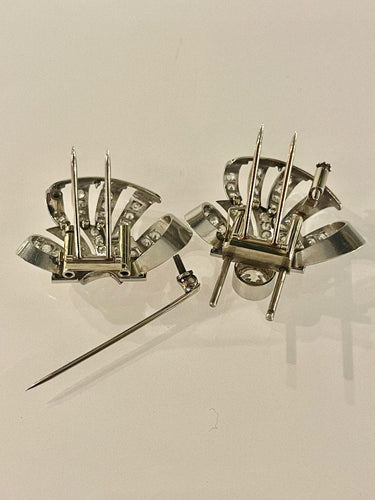 Broche Double Clip Or Et Diamants 58 Facettes 1064033