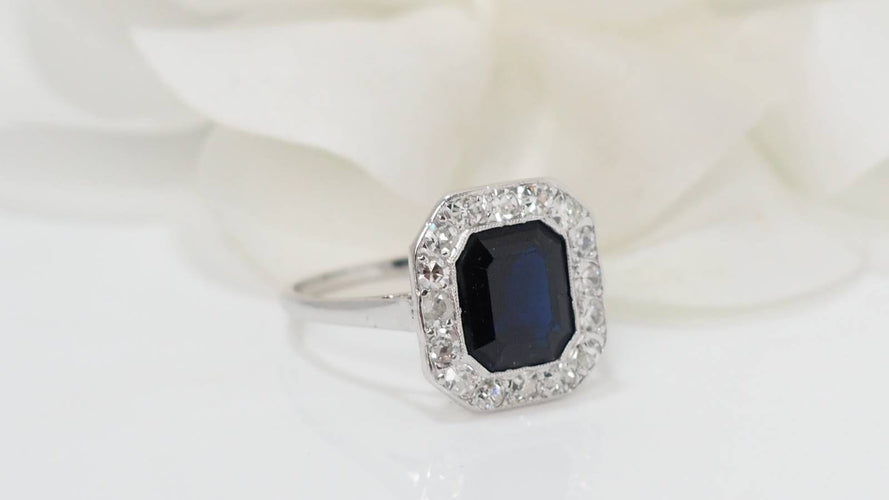 Bague 53 Bague en platine saphir et diamants 58 Facettes 32197