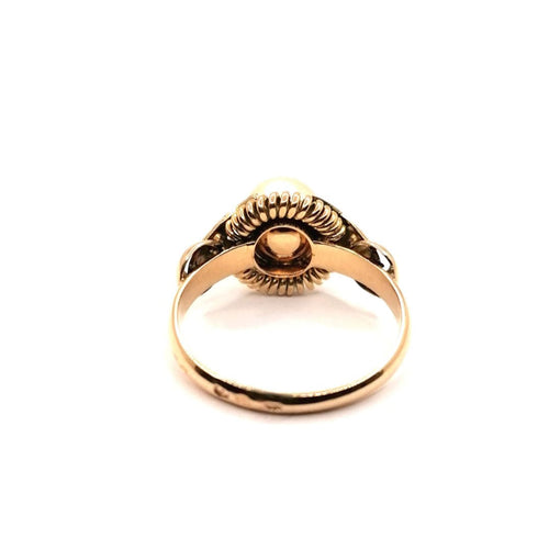 Bague 54 Bague vintage or jaune et perle de culture 58 Facettes 3635