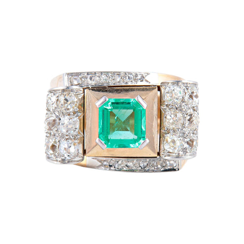 Bague Bague Tank Emeraude Diamants 58 Facettes