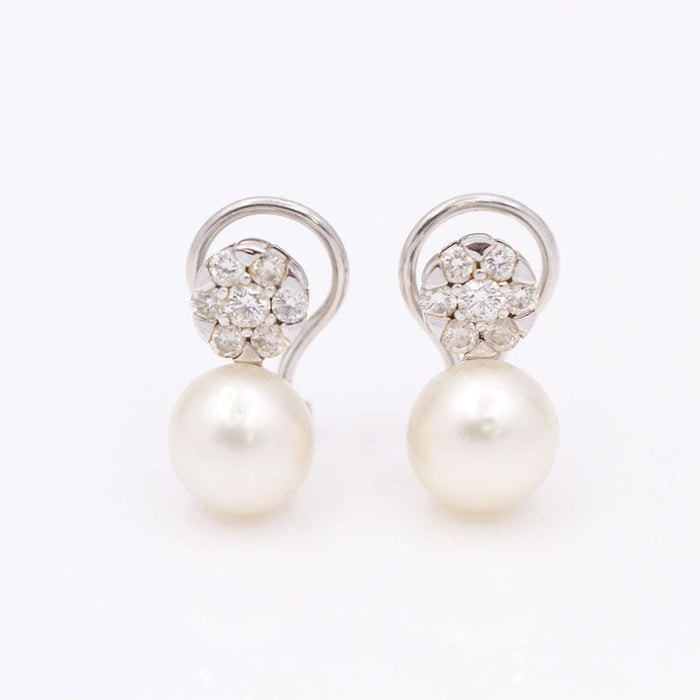 Boucles d'oreilles Boucles d'oreilles Toi & Moi Or blanc Perles Diamants 58 Facettes E358958S