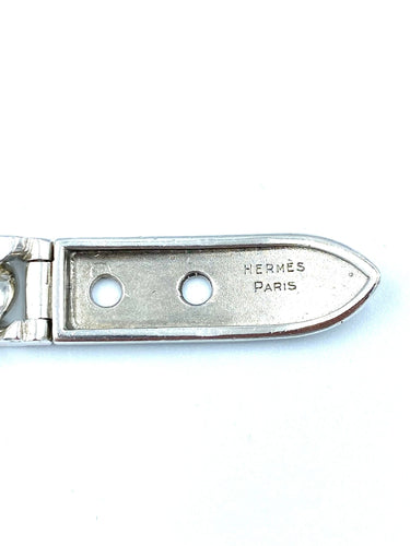 Bracelet HERMÈS. Bracelet vintage boucle sellier argent GM 58 Facettes