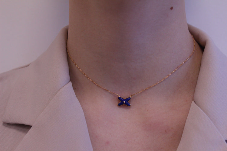 Collier Chaumet Collier Liens or rose, lapis-lazuli 58 Facettes 082931