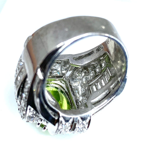 Bague 51 Bague Art Déco Platine diamants et péridot 58 Facettes