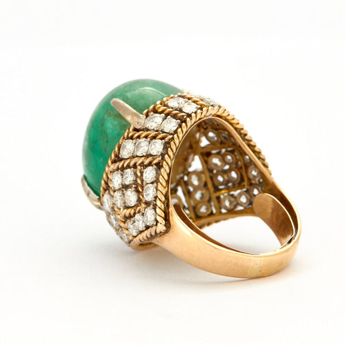 Bague 56 Bague Emeraude cabochon diamants 58 Facettes
