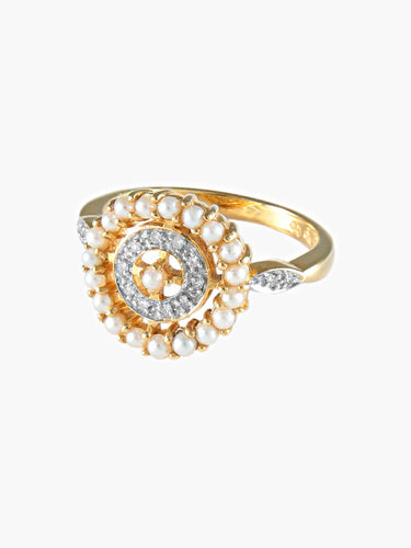 Bague 52 Bague Ronde Perles Diamants 58 Facettes