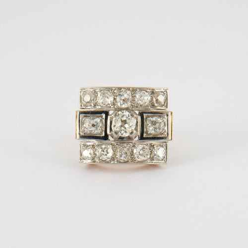 Bague 55 Bague tank or jaune & platine, diamants 58 Facettes