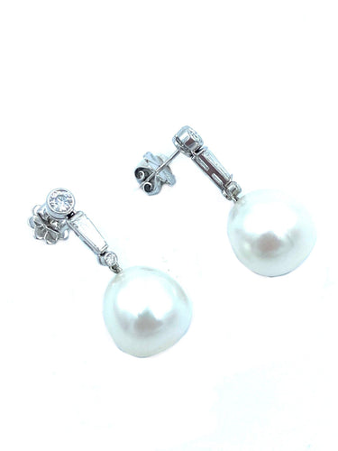 Boucles d'oreilles Boucles d’oreilles platine, diamants et perles 58 Facettes