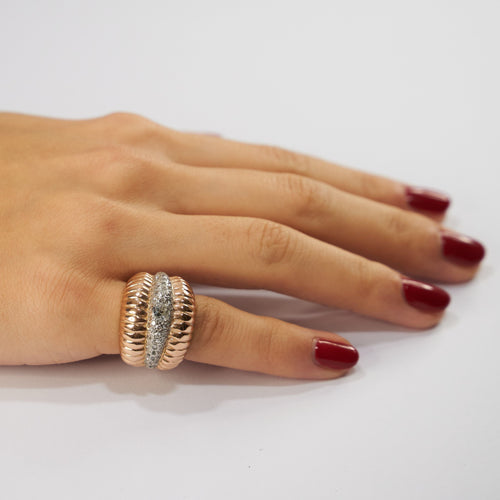 Bague 48 Large Bague Or Rose Diamants 58 Facettes LOT 3809