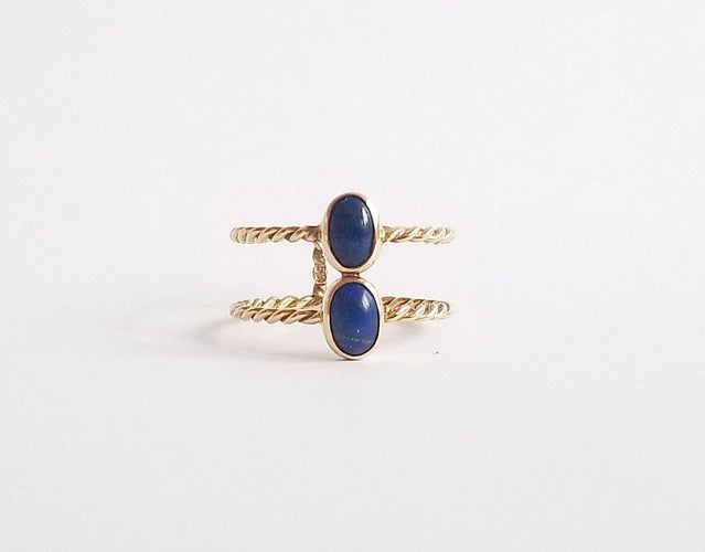 Bague 50.5 Bague Or Jaune et Lapis Lazulli 58 Facettes