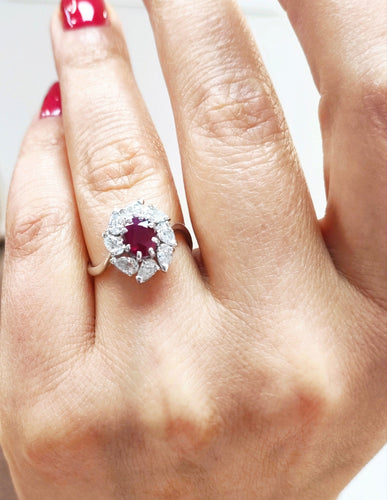 Bague 54 Bague rubis et or blanc 58 Facettes Bag.Ent.Rub.F-23