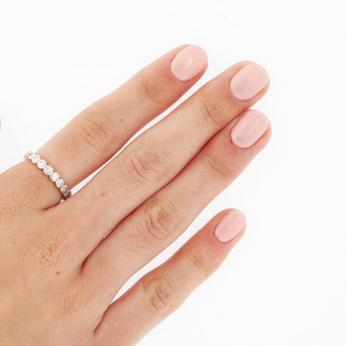 Bague 51 Demi alliance Or blanc Diamants 58 Facettes REF 9011/18