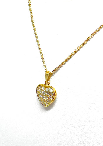 Pendentif Chaîne et pendentif cœur en or jaune et diamants 58 Facettes