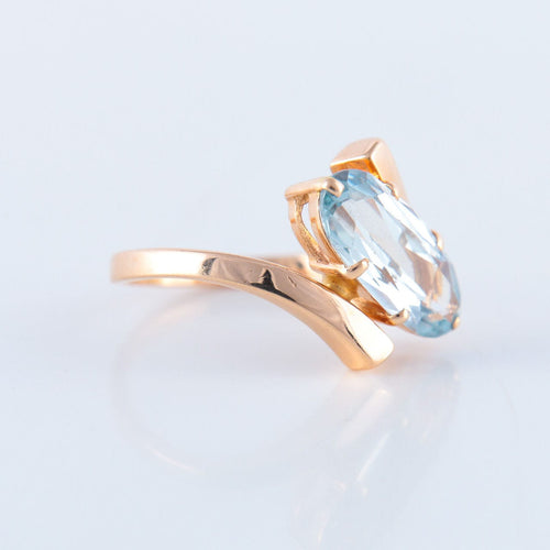 Bague 54.5 Bague Or rose Aigue-marine 58 Facettes JE93