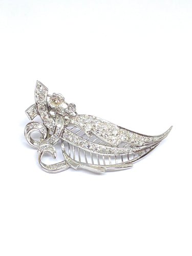 Broche Broche ancienne en or blanc et diamants 58 Facettes