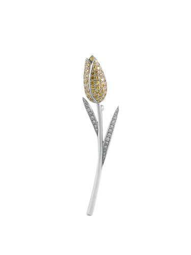 Broche Broche Tulipe Diamants Saphirs jaunes 58 Facettes