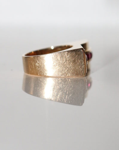 Bague 50 / diamant Bague Tank Diamant Et Pierres Rouges 58 Facettes 505