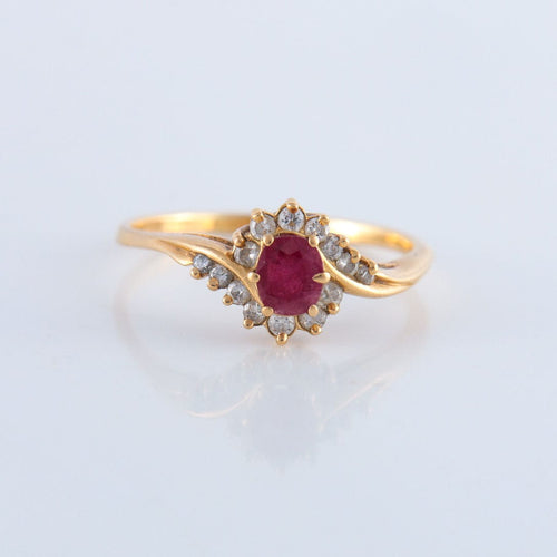 Bague 57 Bague Marguerite Rubis Diamants 58 Facettes JE140