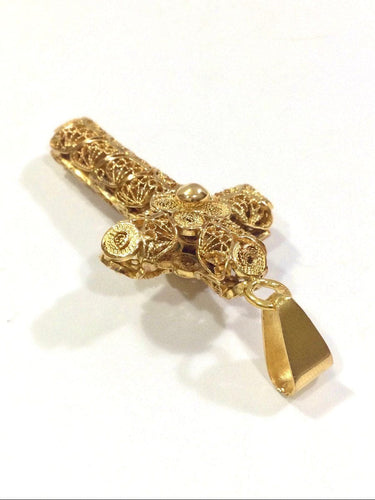 Pendentif Pendentif Croix Filigranée Or Rose 58 Facettes 947613