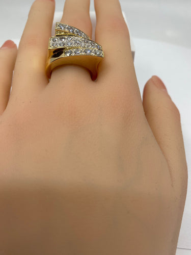 Bague 56 Bague bandeau style Tank Or jaune Diamants 58 Facettes AB290