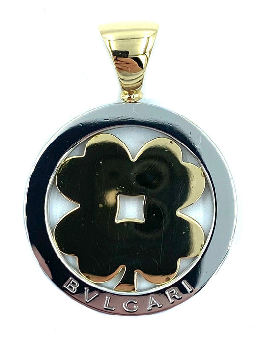 Pendentif BVLGARI. Collection Tondo, pendentif or et acier 58 Facettes