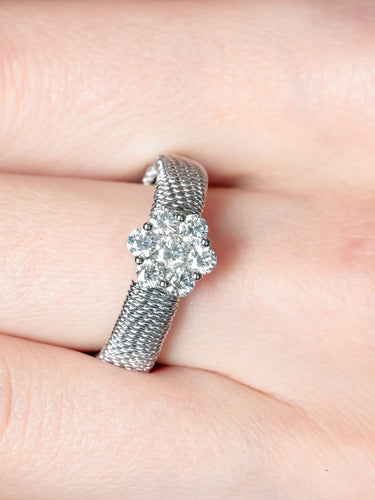 Bague 52 Bague Grande Fleur Diamants 58 Facettes