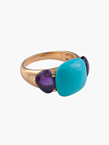 Bague Bague Pomellato Capri Turquoise Améthystes 58 Facettes