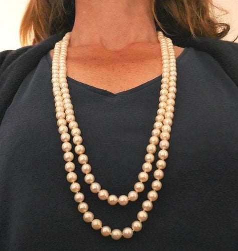 Collier Sautoir 2 Rangs perles de culture et or blanc 58 Facettes 788239