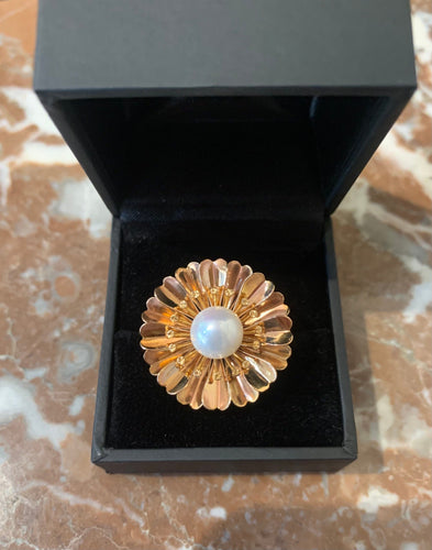 Bague Bague Cocktail Marguerite Perle Or Rose 58 Facettes B311