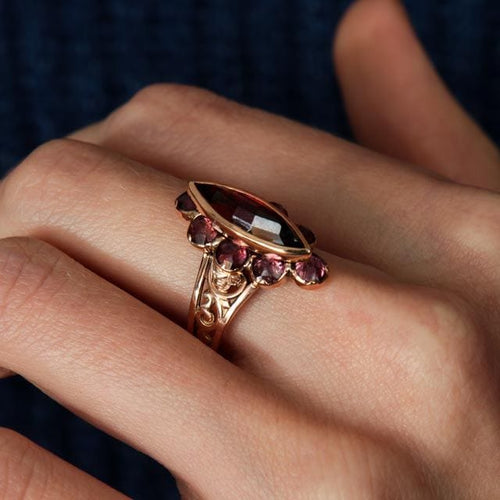 Bague 58 Bague Marquise grenats de Perpignan, fin XIXème 58 Facettes