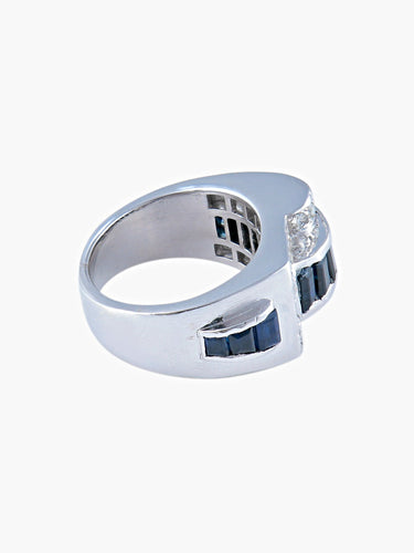 Bague 49 Bague à Pont Saphirs Diamants 58 Facettes