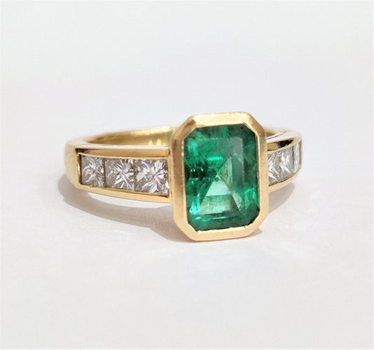 Bague 51 Bague or jaune émeraude diamants 58 Facettes 1CA279/1