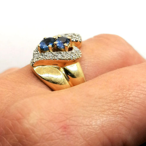 Bague 57 Bague or jaune diamants et saphirs 58 Facettes 3817