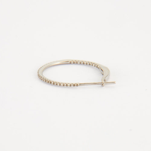 Boucles d'oreilles Créoles en or blanc diamants 58 Facettes