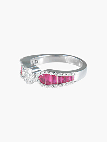 Bague 52 Bague Jarretière Rubis et Diamants 58 Facettes