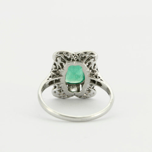 Bague 51 Bague Art Déco Platine Emeraude Diamants 58 Facettes EL2-102